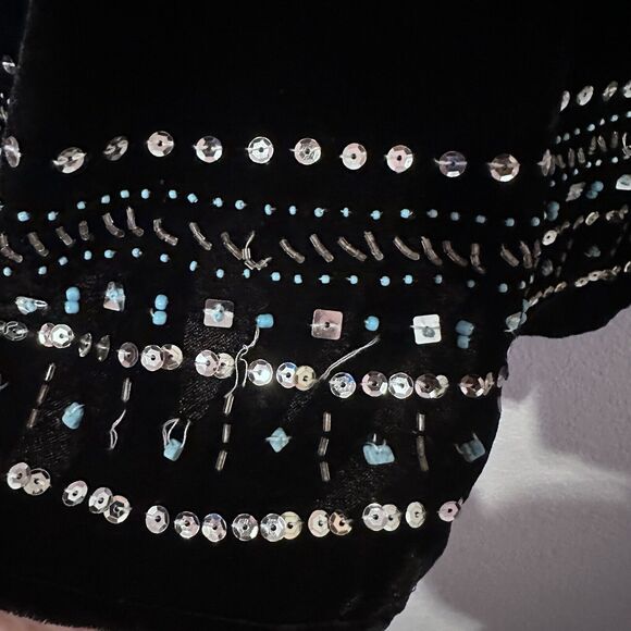 Vintage Carole Little Y2K black Velvet Beaded sequin maxi Skirt size 10 - Picture 8 of 8